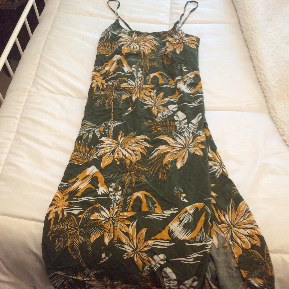 Tropical midi side slit dress